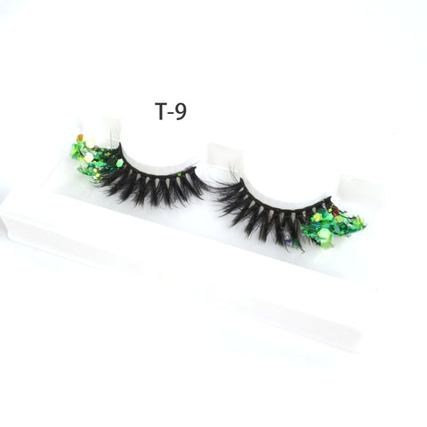 Eyelashes with Color Fluorescence with Sequins False Lashes