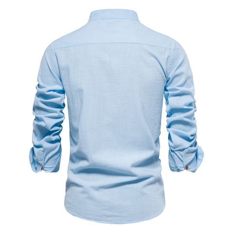 Men Solid Color Long Sleeve Shirts