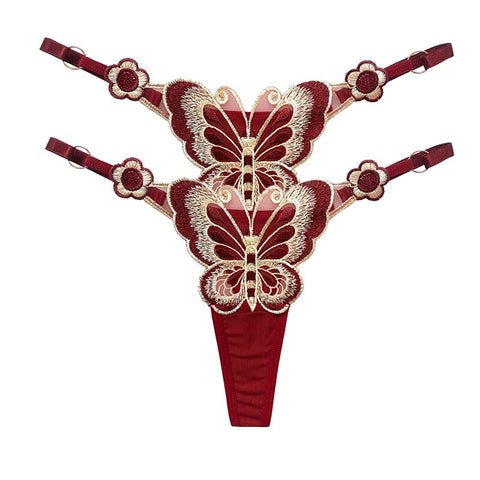Women  Embroidery Thongs Panties
