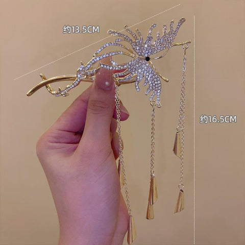Women Butterfly  Pearl Tassel hair clip