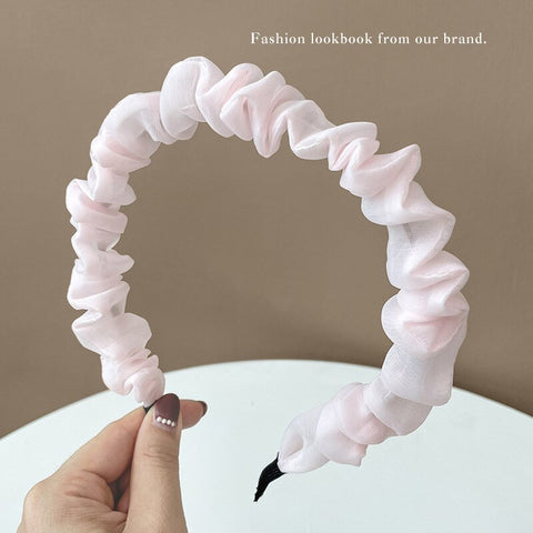 Women  Candy Color Pleated Bowknot Hairbands