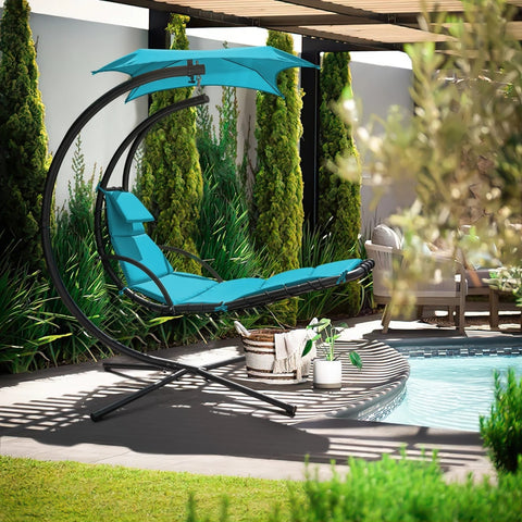 Vineego Outdoor Curved Hanging Chaise Lounge Chair Floating