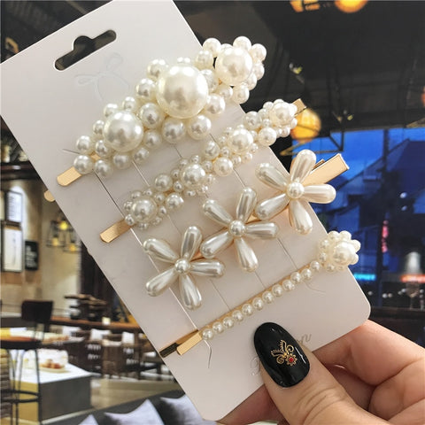 Women Handmade Pearls Hair Clips