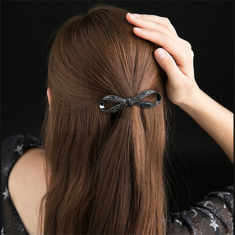 Women Crystal Pearl Bow Hair Clips