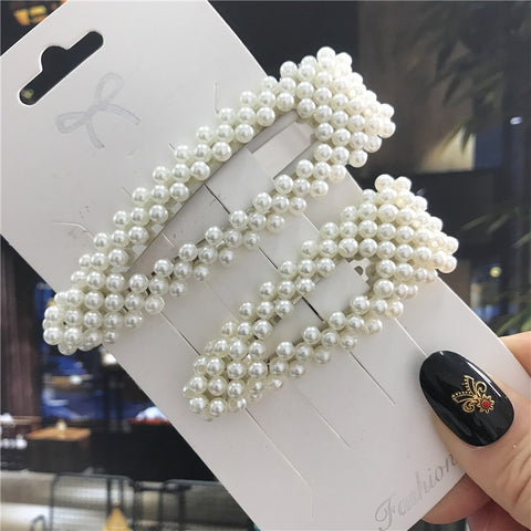 Women Handmade Pearls Hair Clips
