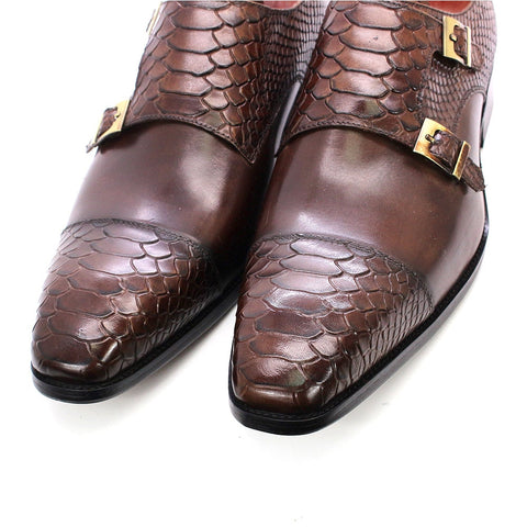 Men Genuine Leather Double Buckle Shoes