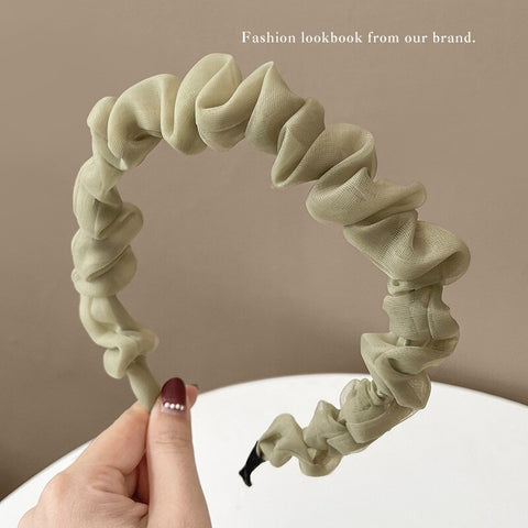 Women  Candy Color Pleated Bowknot Hairbands