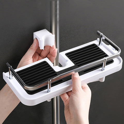 Bathroom lift rod tray storage