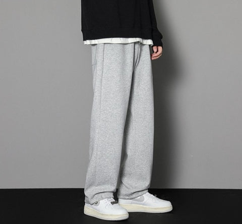 Mens Straight Large Size Loose Black Casual Pants