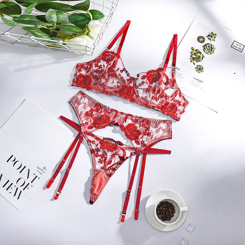 Women Bandage Lace Lingerie Set