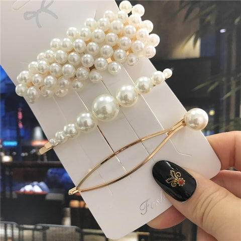 Women Handmade Pearls Hair Clips