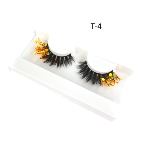 Eyelashes with Color Fluorescence with Sequins False Lashes