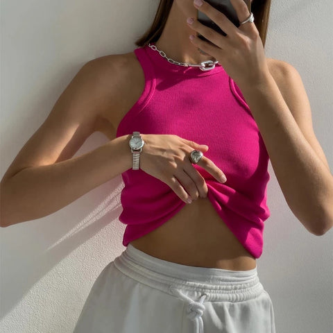 Women Sleeveless Knitted Casual Tops