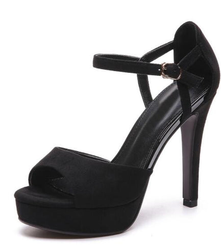 Women Flock Buckle Strap Sandals
