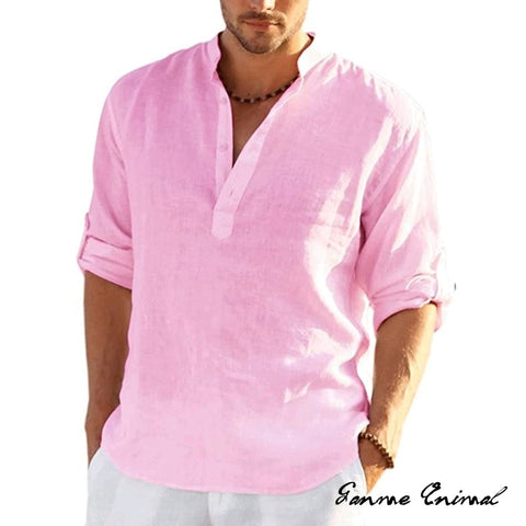 Men Linen Long Sleeve T-Shirt