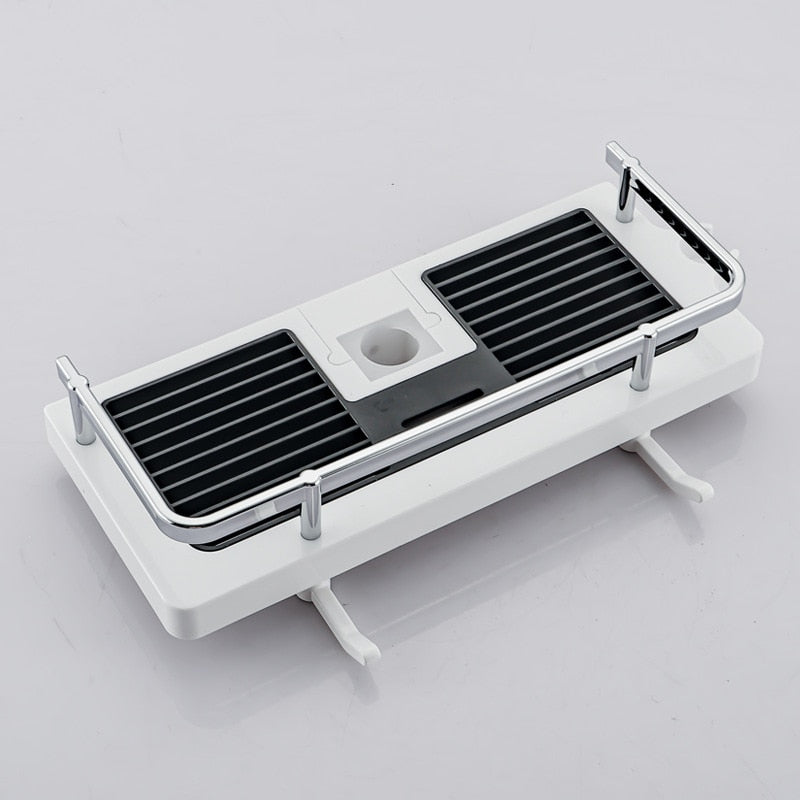 Bathroom lift rod tray storage