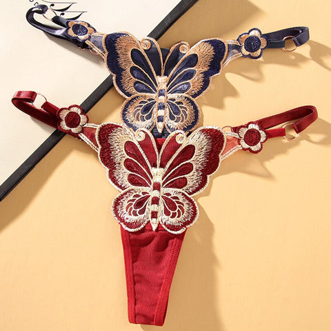 Women  Embroidery Thongs Panties