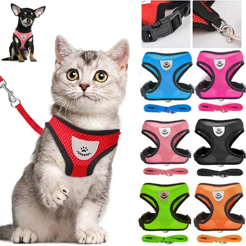 Adjustable Cat Dog Harness Leash