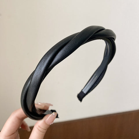 Women Pu Leather Braided headband