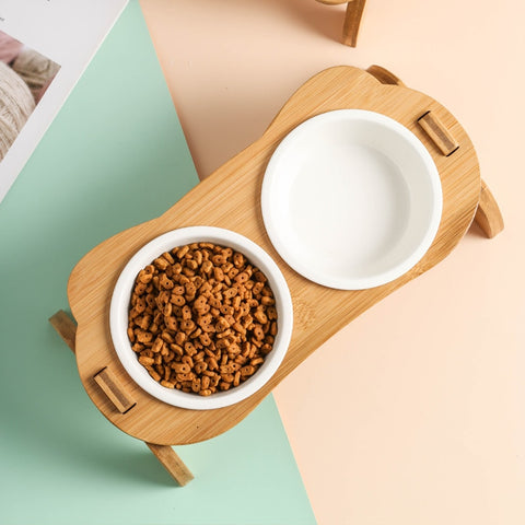 Elevated Bamboo Food Bowls