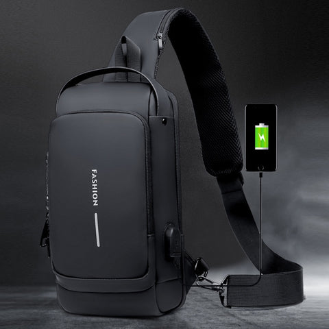 Multifunction Patent Leather Chest Bag