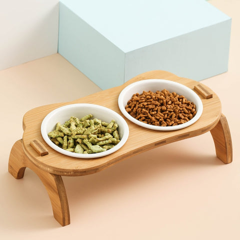 Elevated Bamboo Food Bowls