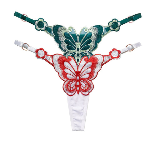 Women  Embroidery Thongs Panties