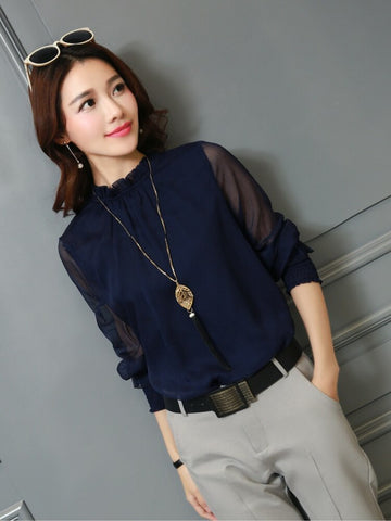 Women Long Sleeve Ruffled shirts