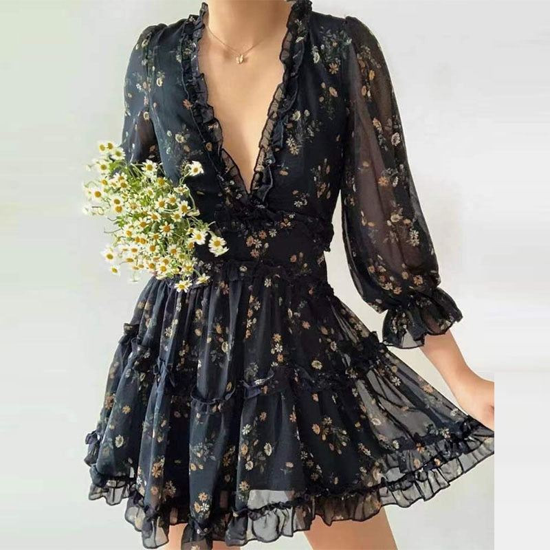 Lady Elastic Waist Party mini  Dress
