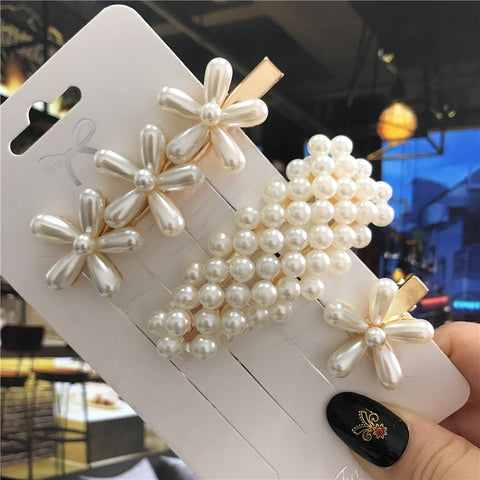 Women Handmade Pearls Hair Clips