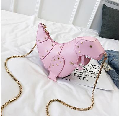 Women Dinosaur Design Rivets Crossbody Bag