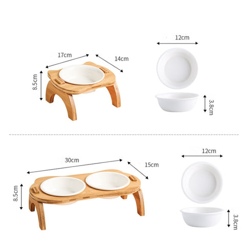 Elevated Bamboo Food Bowls