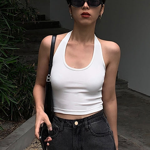 Female Cotton Sexy Backless Tank Tops