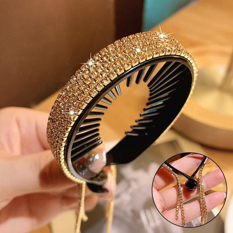 Women  Rhinestone Tassel Pearl Hair Clip