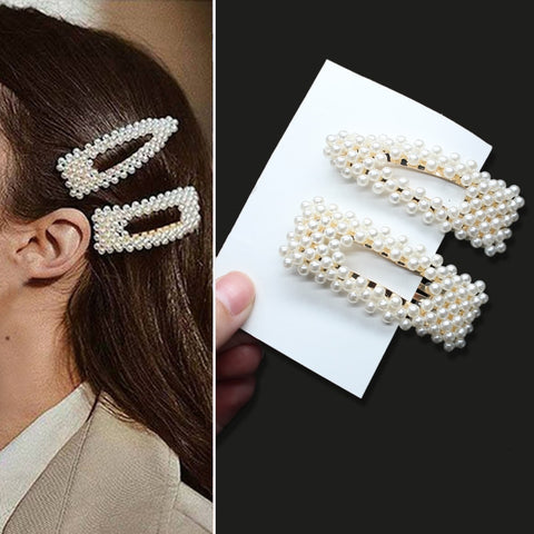 Women Handmade Pearls Hair Clips