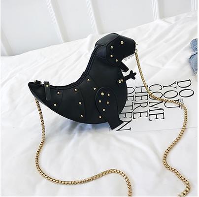 Women Dinosaur Design Rivets Crossbody Bag