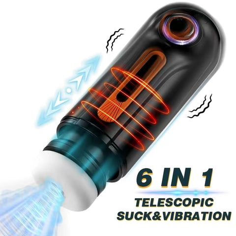 6 IN 1 Masturbation for Men Automatic Telescopic Sucking Blowjob