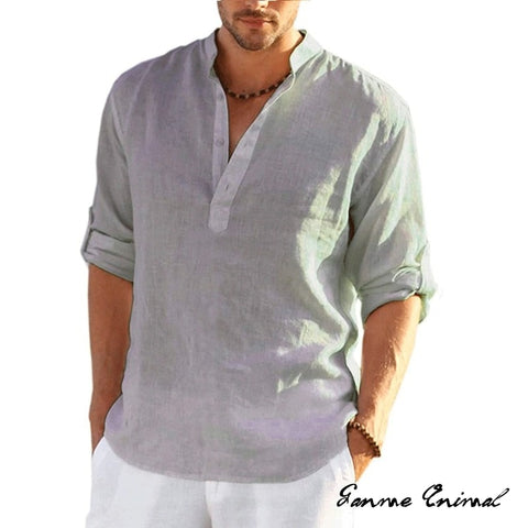 Men Linen Long Sleeve T-Shirt