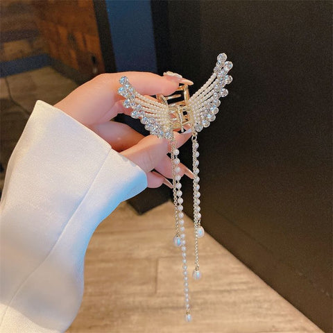 Women Butterfly  Pearl Tassel hair clip