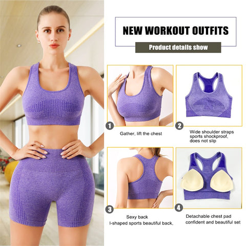 Seamless Sports Yoga Shorts Sets