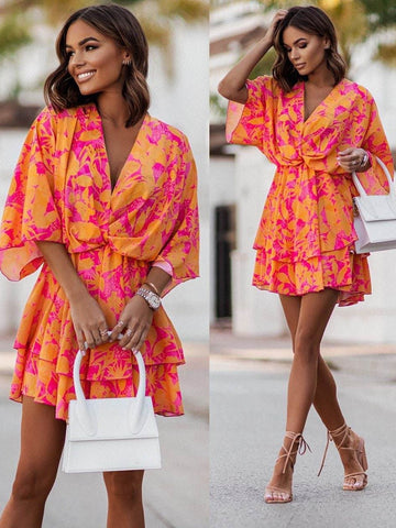 Women Sexy V Neck Mini Dresses