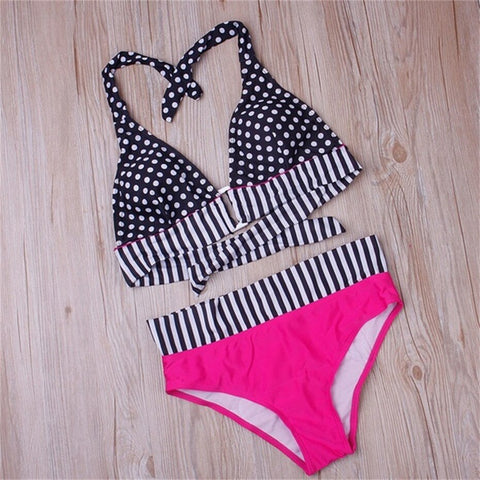 Women  Sexy Print Cross Split Swimsuit