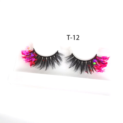 Eyelashes with Color Fluorescence with Sequins False Lashes