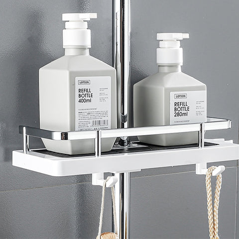Bathroom lift rod tray storage