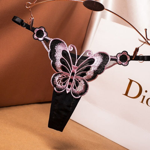 Women  Embroidery Thongs Panties