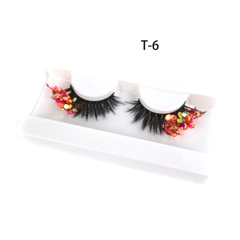 Eyelashes with Color Fluorescence with Sequins False Lashes