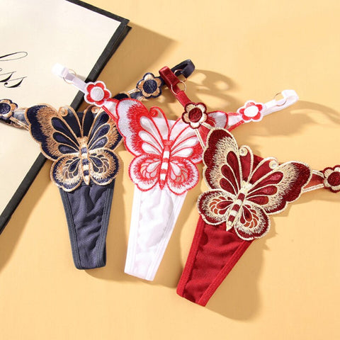 Women  Embroidery Thongs Panties