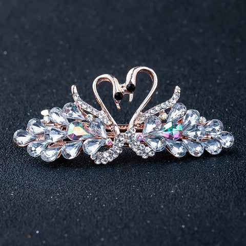 Women Crystal Pearl Bow Hair Clips