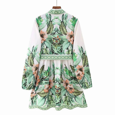 Women  V-neck Tropic  Prints Dress