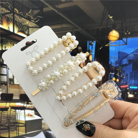 Women Handmade Pearls Hair Clips
